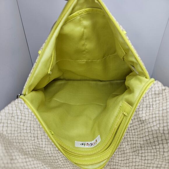 Poppie Jones Snakeskin Printed Tan & Yellow Fold Over Zippered Tote Bag - Picture 8 of 8